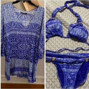 VIX Carioca Vintage Bikini Set, Cover-up Medium, Small Bottoms, Large Top EUC